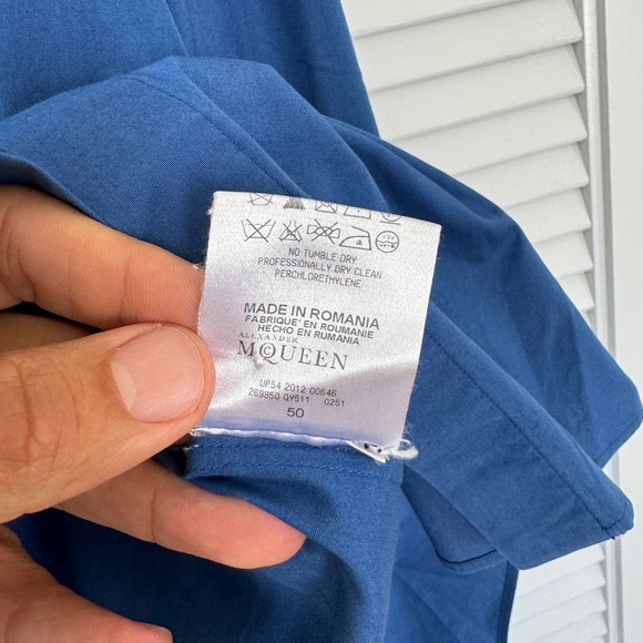 Alexander McQueen Men’s Blue Button Down Shirt - Picture 3 of 4